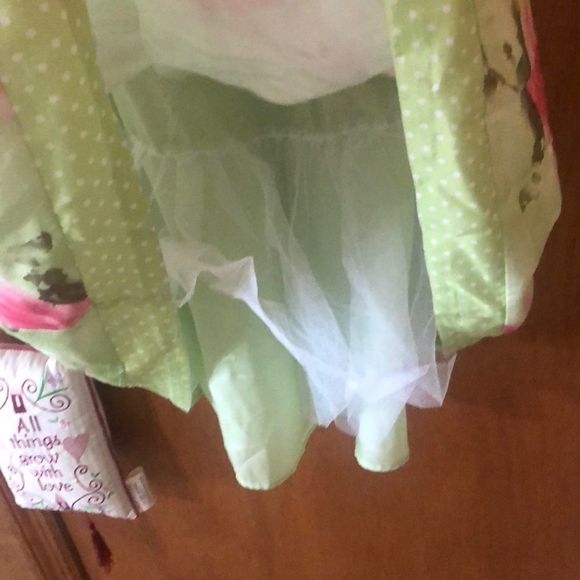 •BONNIE JEAN•GREEN & PINK FLORAL WITH POLKA DOT TRIM DETAIL DRESS SIZE 7 EUC - Picture 6 of 7